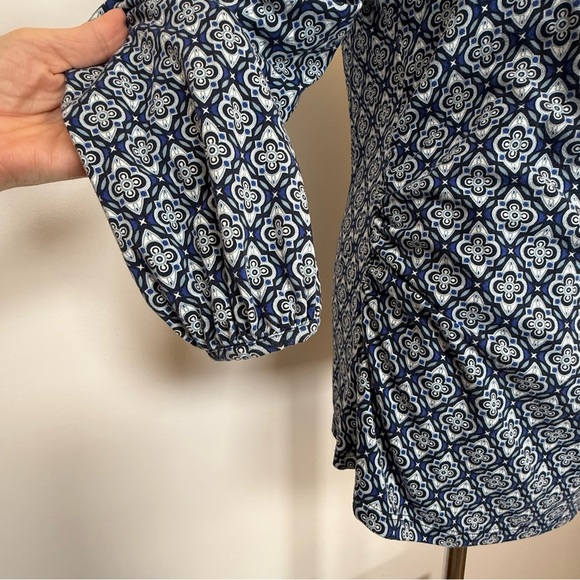 Boden ‘Elodie’ Long Sleeve Wrap Top Geometric Pattern Ruched Women’s Size 12 - Picture 6 of 10